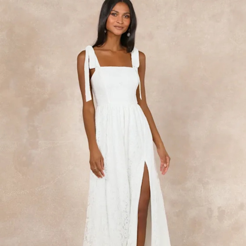 Lulu's White Sleeveless Maxi Dress with Square Neck